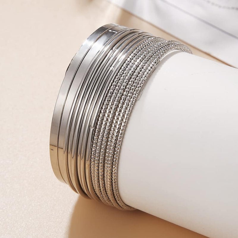 RINTOLER Store 16Pcs Gold Bangle Bracelets for Women - Multi Layer Stackable Textured Bracelets Boho Jewelrys Set. - Image 5